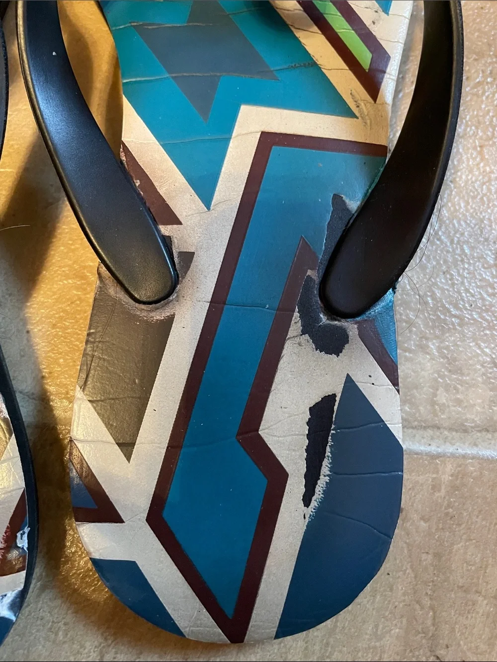 Diane Von Furstenberg Black Strappy Sandals with Blue Geometric Print